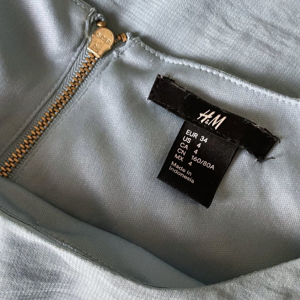 H&M Light Blue Mini Dress -‎ Size 4 - Picture 5 of 6